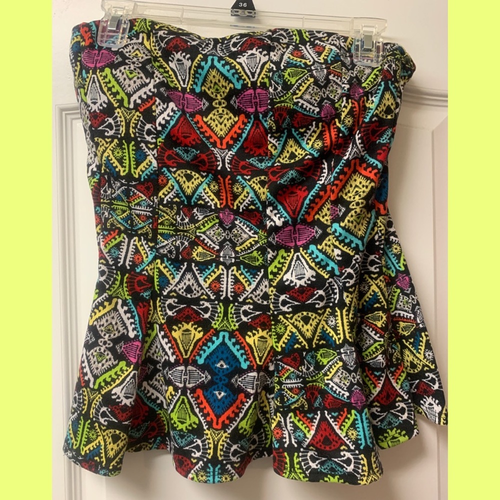 Aztec Pattern Strapless Top